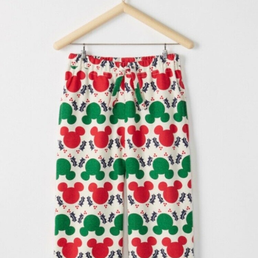 Hanna Andersson 140 Disney Mickey Mouse Flannel Pajama Pant Sz 10 Christmas Pj